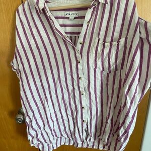 AYA & VIV Pink and White Striped Shirt